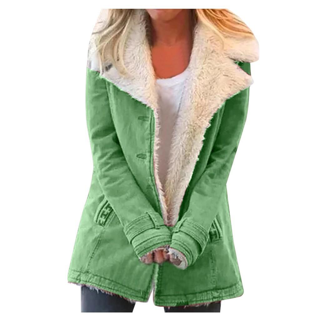 2026 New Women's Solid Color Fleece-Lined Hooded Coat, Mid-Length Plush Jacket with Long Sleeves, Warm Thermal Puffer Jacket for Autumn Winter
