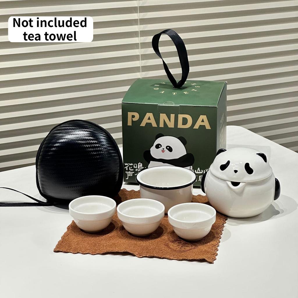 Ceramic Kung Fu Teaware Sets Creative Panda Tea Set Household Portable Travel Teacups One Pot Three Cups with Gift Box Drinkware