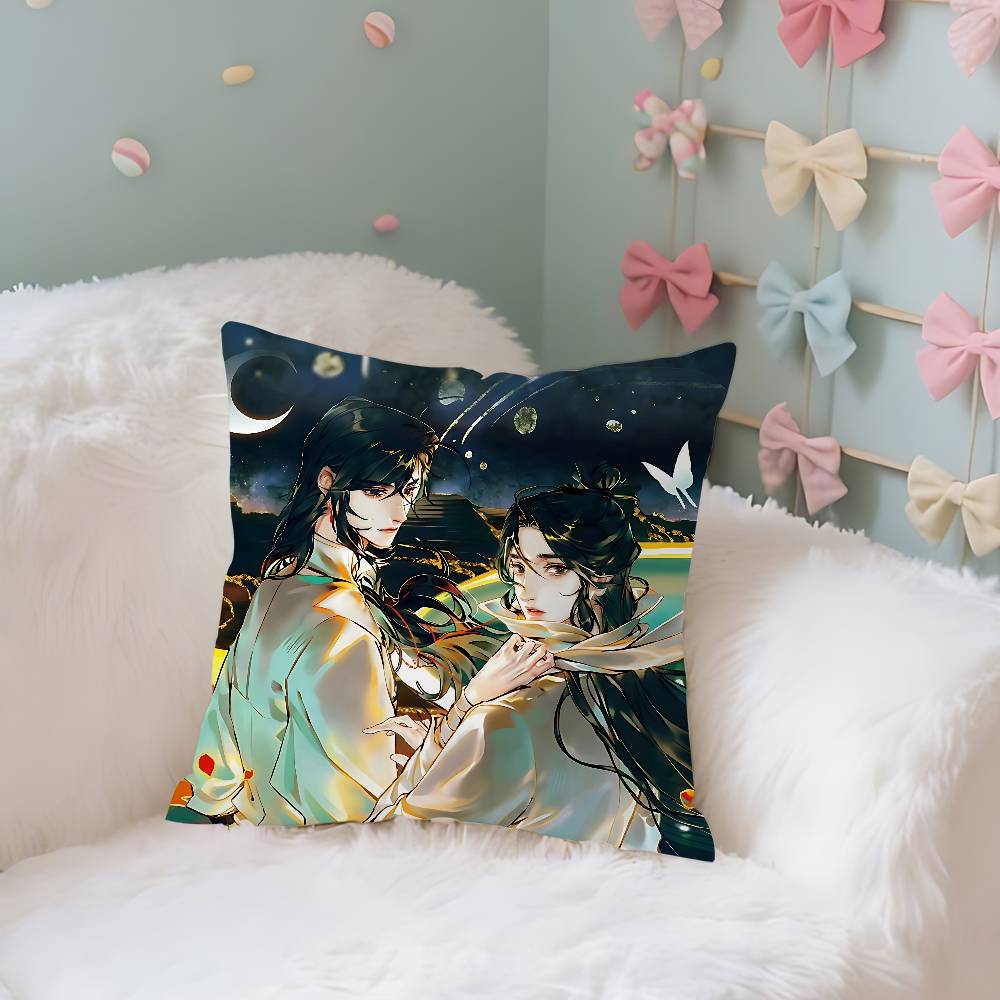 HHeaven Officials Blessing Case Plush Fabric Soft Pillowcase Double Sided Print Cushion Cover Household Gifts