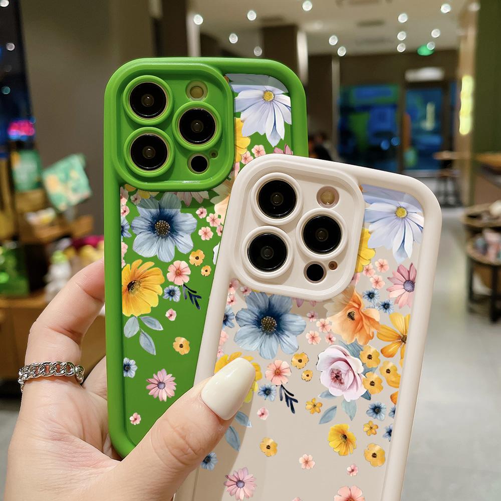 Flower Phone Case For iPhone 12 Funda iPhone 11 13 14 15 Pro Max 7 8 Plus XS X XR SE  13promax Liquid Silicon Carcasa Covers