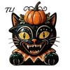 Cartoon Cat Figure Vintage Halloween Wooden Figurine, Rustic Witch Zombie Owl Frog Tabletop Small Wood Craft Ornament, Farmhouse Tiered Tray