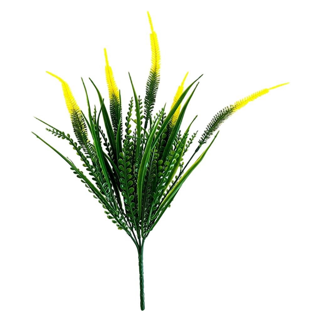 Artificial Five-Head Nine-Tail Grass Faux Plant Decorative Greenery for Home Office Tabletop Arrangement and Indoor Outdoor Display