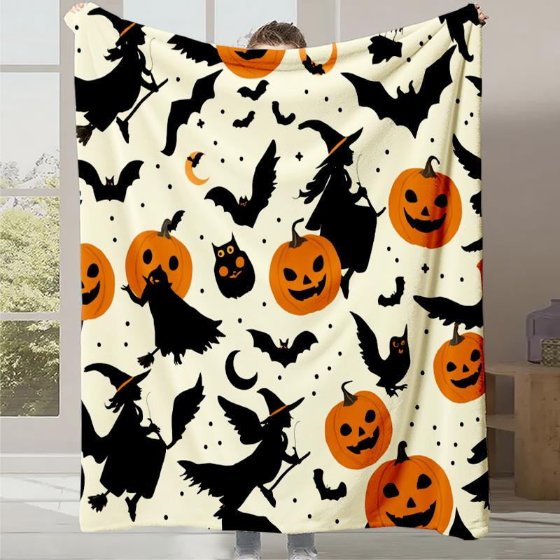 2025 New Cartoon Cute Pumpkin Little Ghost Printed Blanket Autumn and Winter Comfortable Warm Blanket Holiday Gift