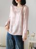 New Chinese Style Women's Acetate Jacquard Top with Embroidered Cuffs