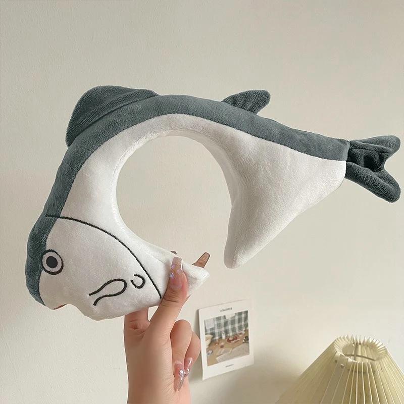 5PC Cartoon Funny Salty Fish Hair Bands Summer Women Cute Face Wash Headbands Funny Headband Animal Hair Bands Hair Decoration