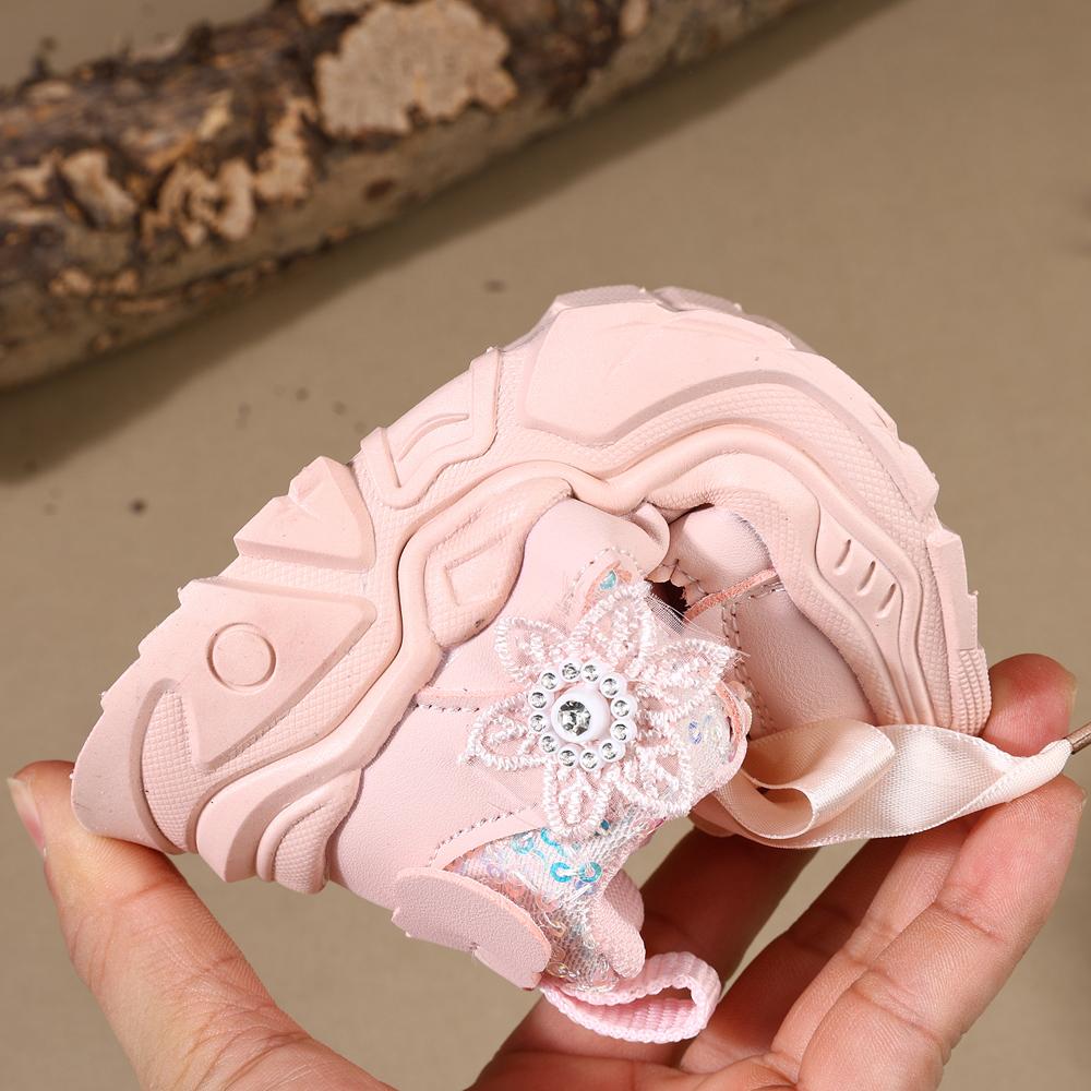 Children Shoes New Spring Toddler Girls Sport Shoes Bling Bling Soft Sole Breathable Outdoor Tennis Fashion Kids Sneakers