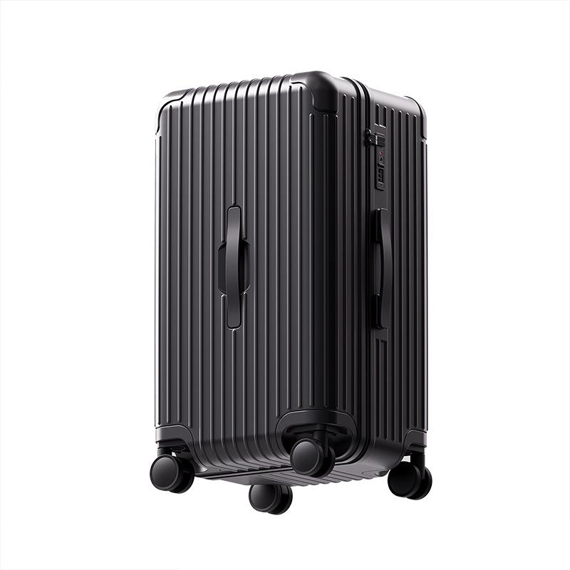 Thickened 24" PC Trolley Case: Drop-resistant, Large Capacity Suitcase with Combination Lock, Available In 26" & 30" Sizes, Leather Accent for Women.