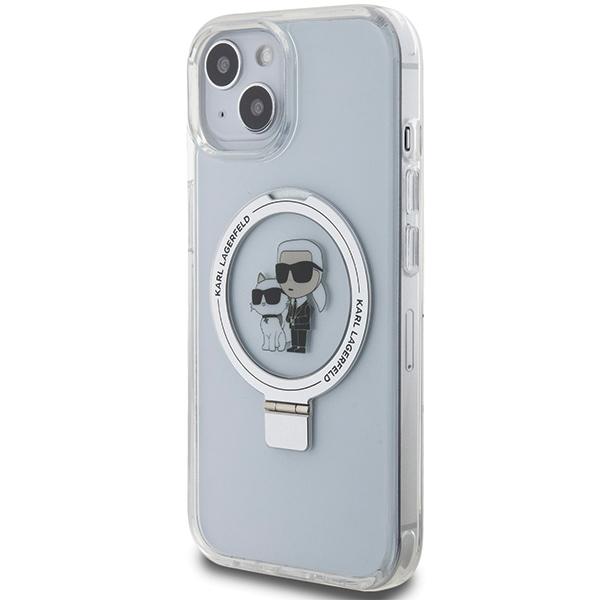 Karl Lagerfeld Klhmp14Shmrskch Iphone 14 / 15 / 13 6.1 Biały/White Hardcase Ring Stand Karl&Choupettte Magsafe