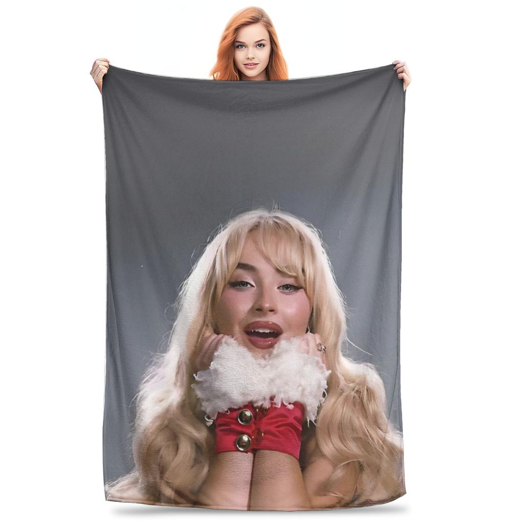 Singer Sabrina Carpenter Blankets Pop Music Flannel Funny Soft Throw Blankets for Chair Covering Sofa Textile Decor