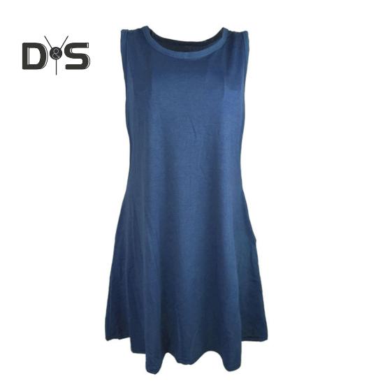 Letní minišaty s kapsami Bez rukávů A-line s kulatým výstřihem Jednobarevné nad kolena Krátké šaty na rande Plážové společenské šaty