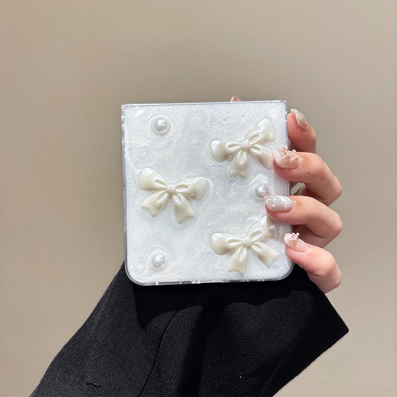 Small Fresh Bow Phone Case For Samsung Zflip7 Flip Folding Zfold6 Girl Creative Protective Case