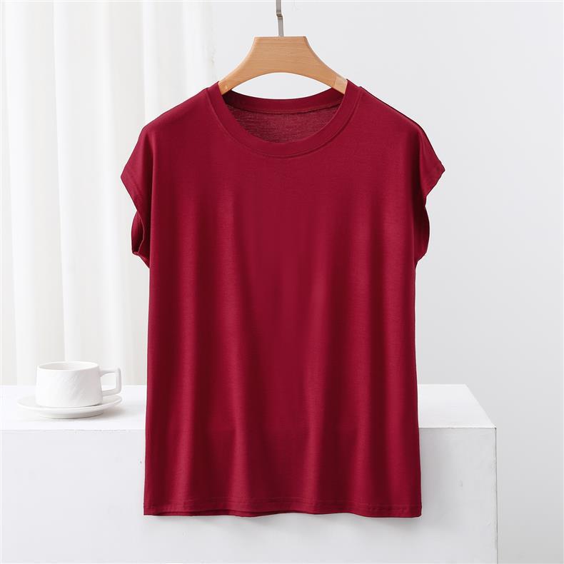 Modal Crew Neck Short Sleeve Casual T-Shirt - Women's Slimming, Versatile Summer Top.