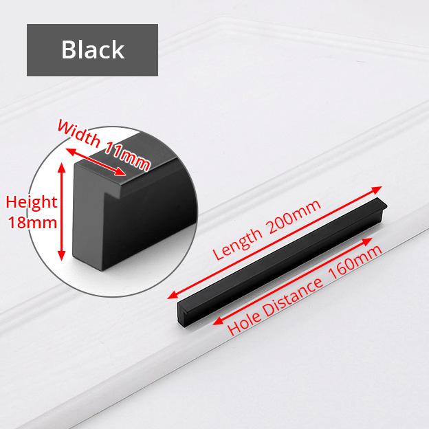 KAK American Style Black Cabinet Handles Gold T Bar Aluminum Alloy Kitchen Cupboard Pulls Drawer Knobs Furniture Handle Hardware