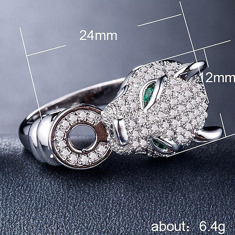 Leopardhuvud Inlagda Damringar Hip Hop Djurgrupp Party Punk Fingerring Smycken Personlighet Modegåva Ny stil