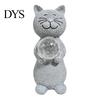 Langlebige Harzskulptur Dekor Katze Statue Solarlicht, Lachender Garten mit Rissiger Kristallkugel, Warme LED Hofdekoration Wasserdichte Tierlampe