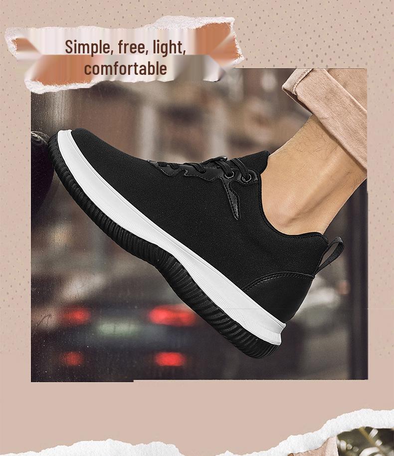 Men's 8CM Height Boost Casual Shoes - Breathable Mesh, Lightweight, Shock-Absorbing, Dad Style for Autumn
