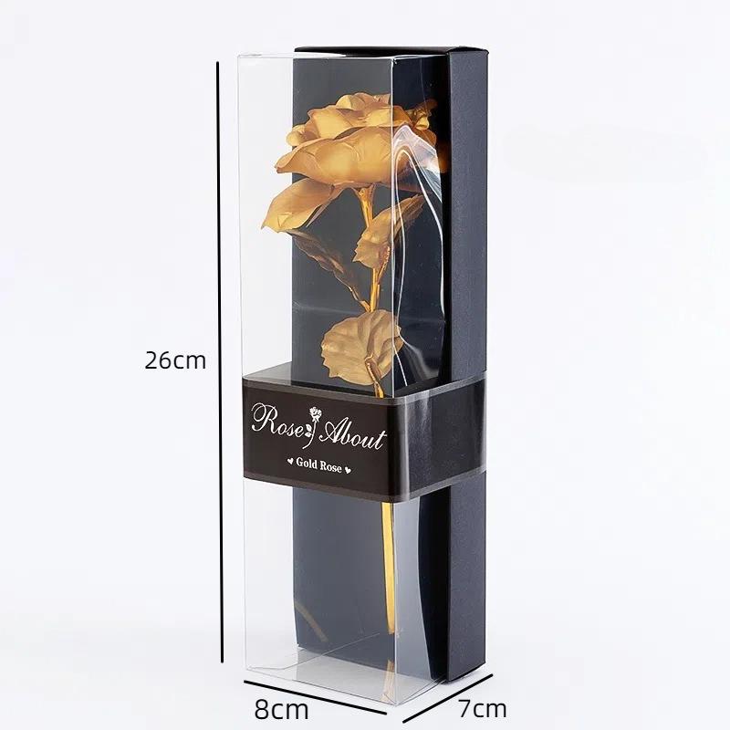 Vibrant Gold Foil Coated Artificial Roses Elegant Fake Flower Arrangement Romantic Gift for Girlfriend on Valentine's Day Decor