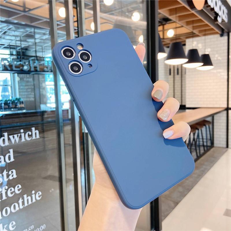 Flytende silikonetui Rettkantdesign Slankt, mykt kamerabeskyttelsesdeksel for iPhone Samsung Huawei Xiaomi OPPO Vivo