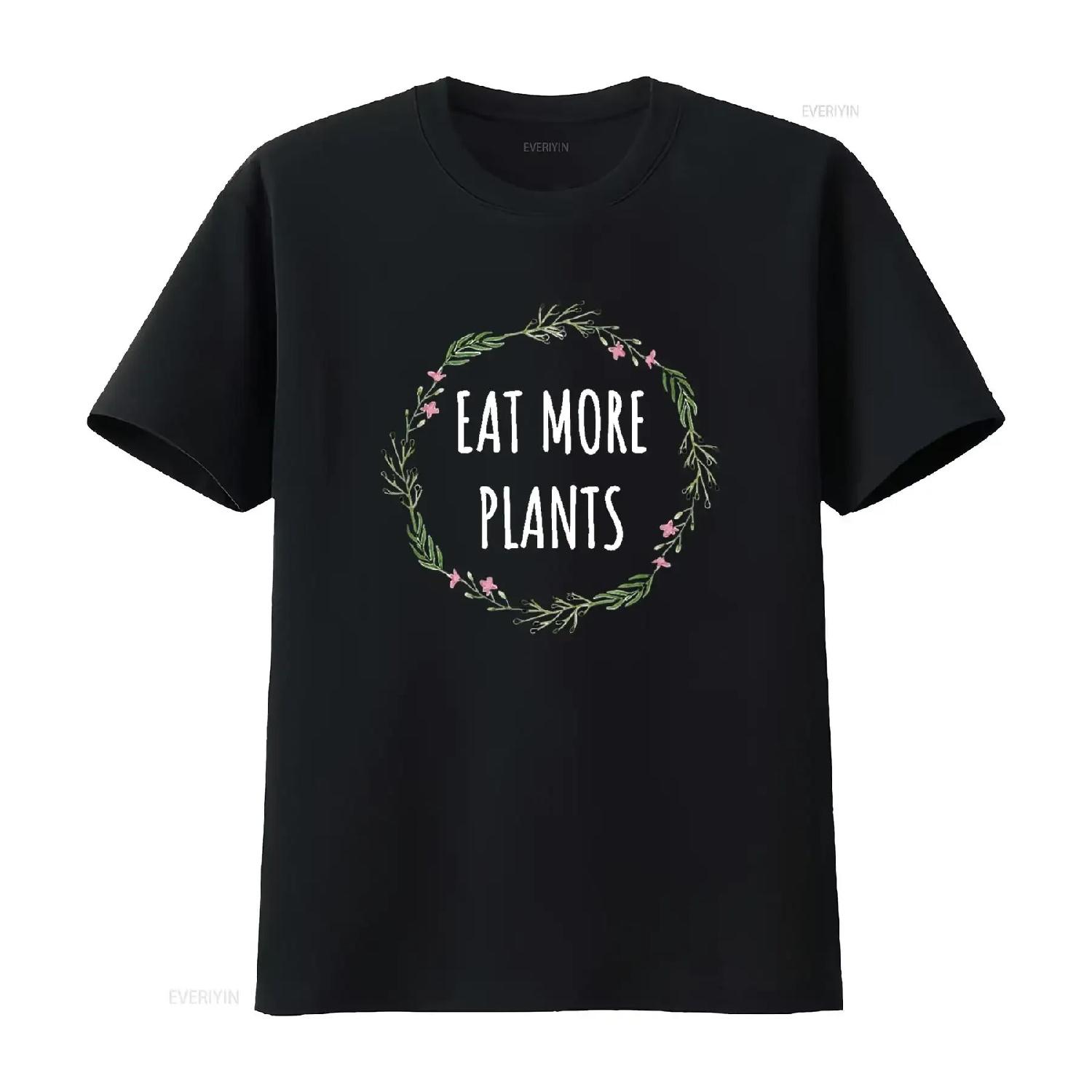 

Eat More Plants Vegetarian Eating Vegan Apparel Healthy Food T Shirt vintage Washed Top For Everyday Wear Soft Unisex XXXXXL чорний