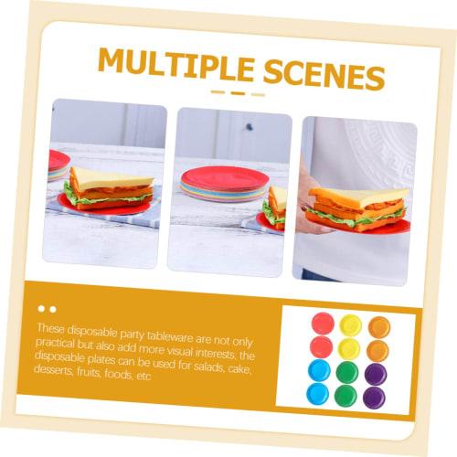 FRCOLOR 60-Count Disposable Paper Plates, 7-Inch, Colorful Designs, Party Tableware for Birthdays, Weddings, and More