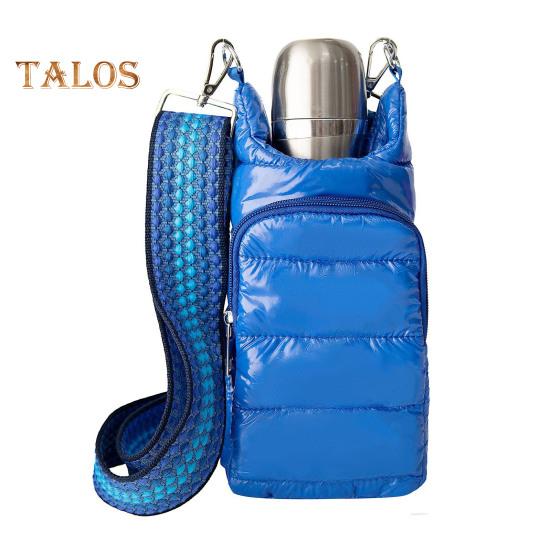 Wasserflaschentasche aus Daunenbaumwolle mit verstellbarem Riemen, Doppelreißverschlusstaschen, wasserdicht, Trinkflaschenhalter für Outdoor-Wanderungen und Reisen, Aufbewahrungstasche