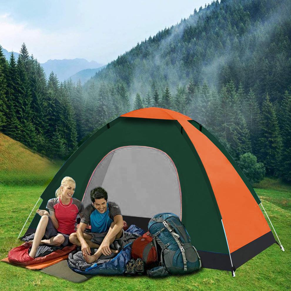 Automatic self-pitching camping tent for 3-4 people