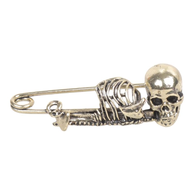 Punk Style Skull Brooch Gothic Skeleton Badge Lapel Pin Spooky Atmosphere Halloween Party Badge Brooch Pin Jewelry Gift 1