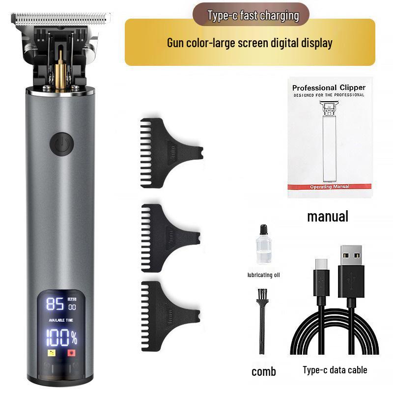 Professional Electric Hair Clipper for Barbers & Home: Precision Carving, Slicked Back Styles, Bald Head Trim.