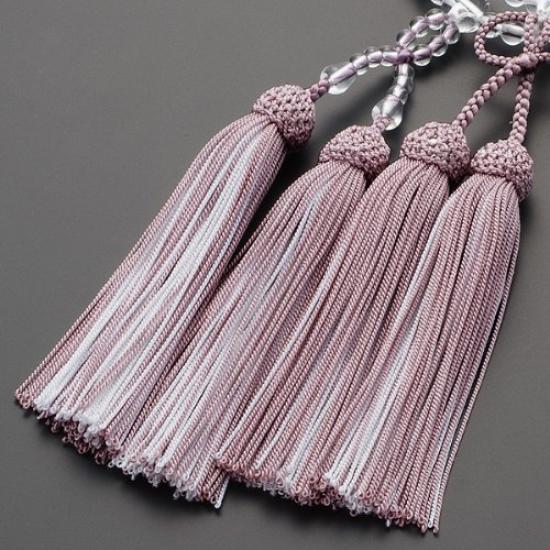 Buddhist altar store Takita Shoten Prayer beads Jodo Shinshu authentic prayer beads Genuine crystal 8 inch Pure silk tassel with head cherry Kyoto