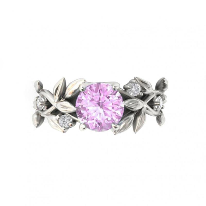 Elegante Hochzeit Braut Blätter Rebe Hohl glänzenden Strass Dame Ring Schmuck