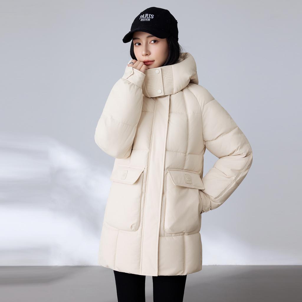 Down Cotton-padded Clothing Women's Winter Medium and Long Models, New Women's Loose Casual Thickened Cotton-padded Jacket