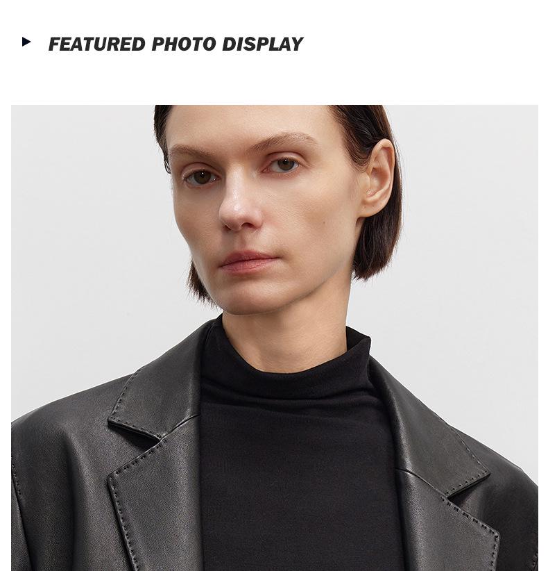 2025 Spring Women's Vintage Mid-Length Genuine Sheepskin Leather Jacket