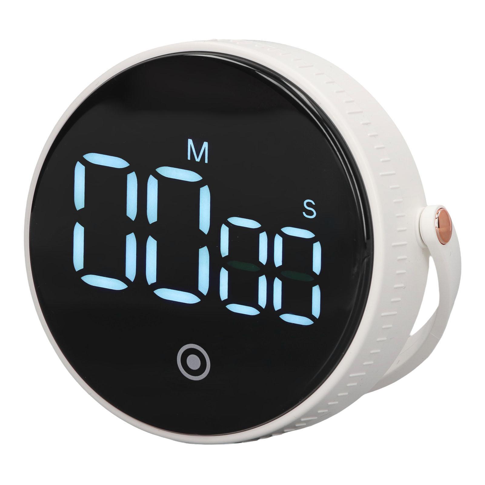 

Digital Kitchen Timer Magnetic Large LED Display Kids Classroom Countdown Adjustable Volume for Cooking Fitness White білий
