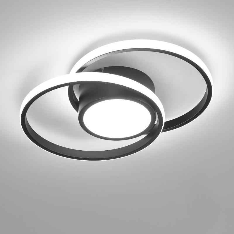 LED Ceiling Light Fixture 4500K Modern Black Square Close to Ceiling Lamp for Bathroom Bedroom Kitchen Balcony Stair Hallway Lighting