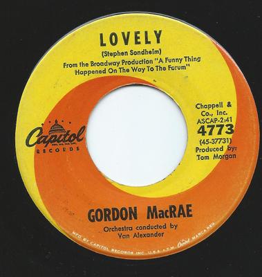 7inch Record GORDON MACRAE - Lovely 4773 Capitol Records 1962 US Pop Used