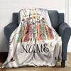 Book Lover Floral Design Multipurpose Personalized Blanket Customize Your Name Soft Cozy Perfect For Sofa Couch Office Bed Picnics For All Occasions