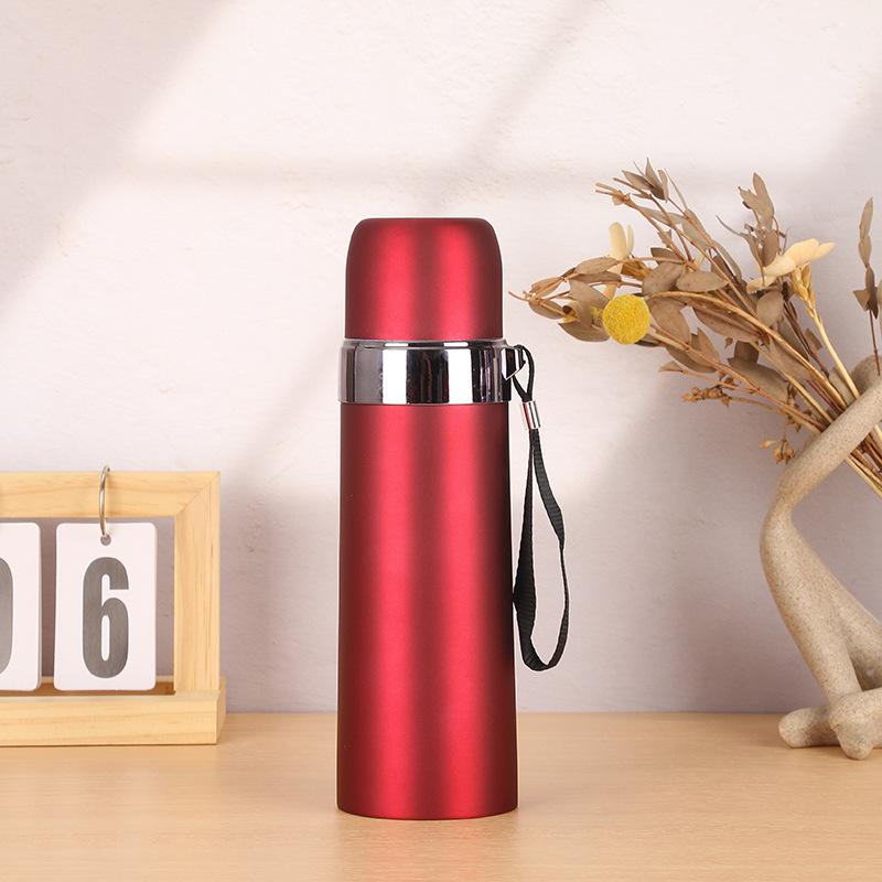 Simple Bullet Stainless Steel Lifting Rope Thermos Cup Large Capacity Vacuum Straight Cup Outdoor Portable Sports Water Cup
