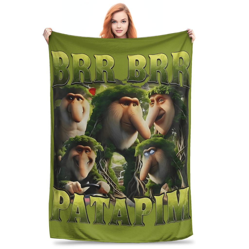 Bombardiro Crocodilo Tralalero Tralala Blanket Flannel Italian Brainrot Portable Throw Blankets for Sofa Travel Quilt