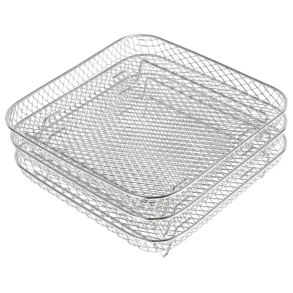 3-layers Air Fryer Rack Stackable Grilling Rack Stainless Steel Airfryer Oven Grill Steamer Cooker Kitchen Gadgets Cooking Tools