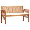 Garden Bench - vidaXL - 3 Seats - Solid Acacia Wood - Cream Cushion - Weather-resistant
