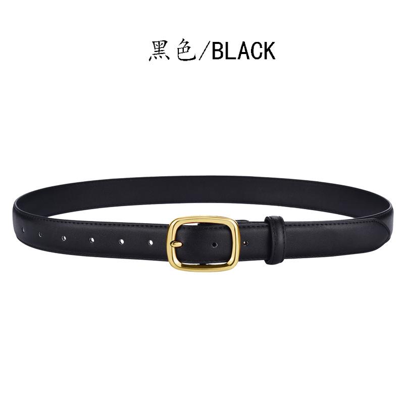 

Женский кожаный ремень Повседневный Ретро Пряжка-штифт Ремень из коровьей кожи Премиальный Женский Японская пряжка Ремень для джинсов чёрный