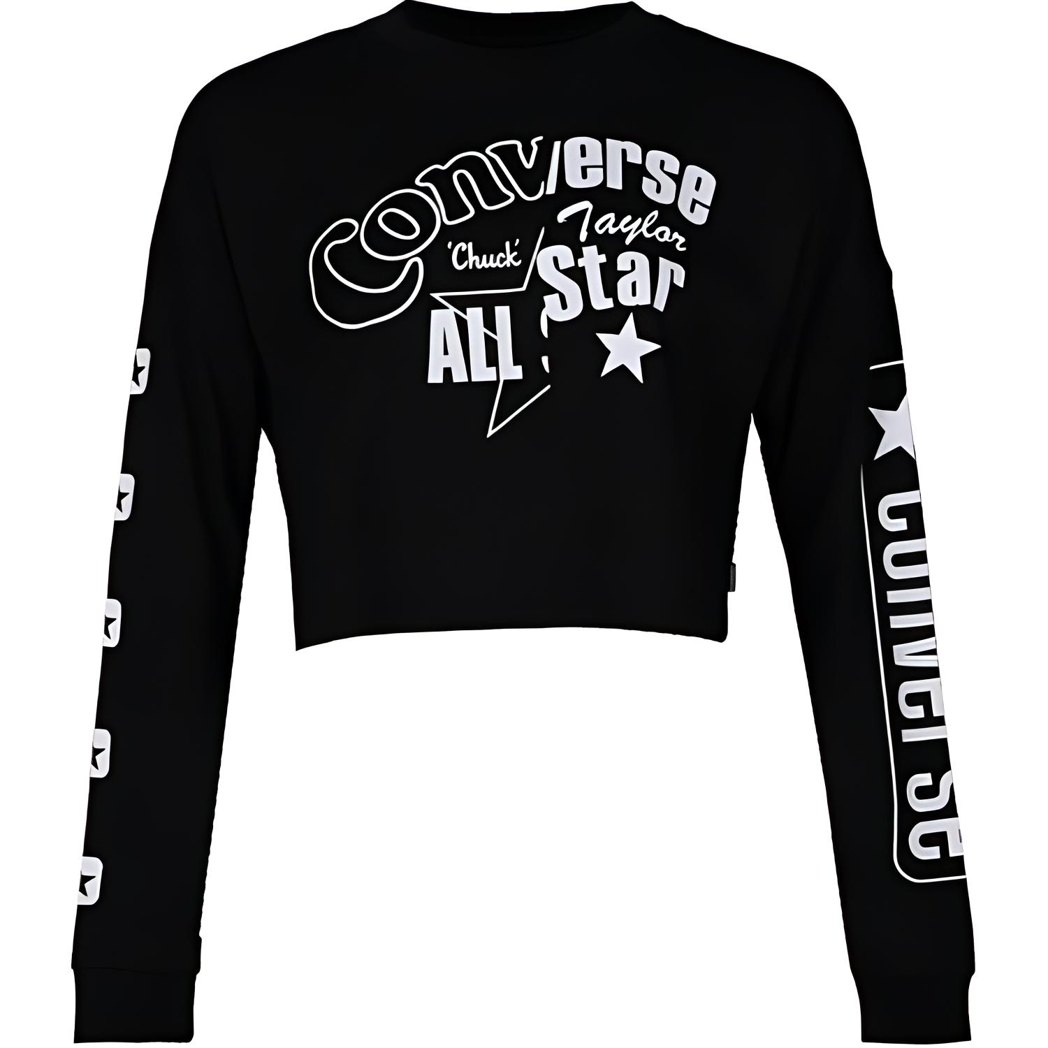 Converse T Shirts Women s Black Crew Neck Moderate 10007077-A01 L