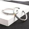 Unisex Titanium Steel C-Shaped Cable Rope Bracelet with Geometric Lines