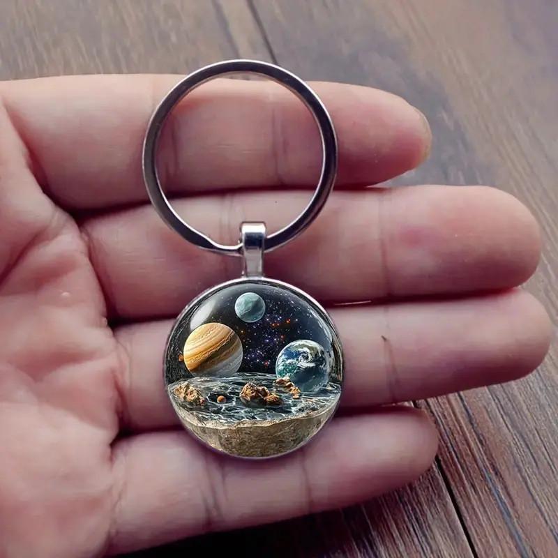 Galactic Planet Theme Keychain With Zinc Alloy Durable Material For Gift Giving And Collectors