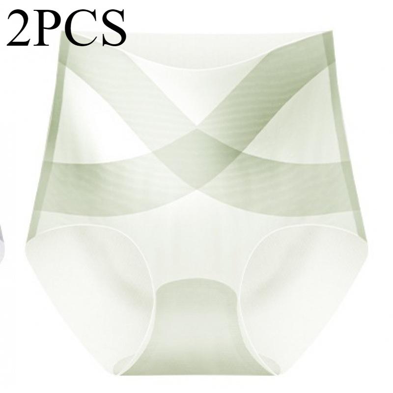 

2 шт./лот ультратонкое нижнее белье для женщин Ice Silk с высокой талией бесшовные подтягивающие ягодицы дышащие треугольные женские трусики XXL светло-зеленый