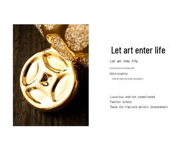 Gold-Plated Ceramic Turtle Figurine - Feng Shui Home Decor Ornament