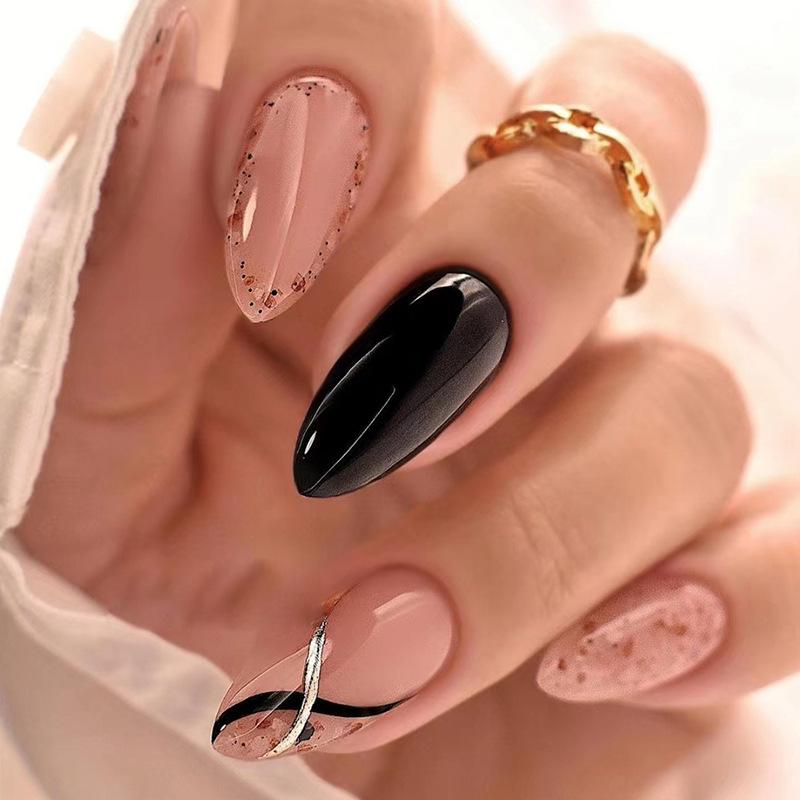 24 Stück Mandel Französische Press-On Nägel Abnehmbar Vollabdeckung Ballerina Falsche Nagelspitzen Für Damen Mädchen