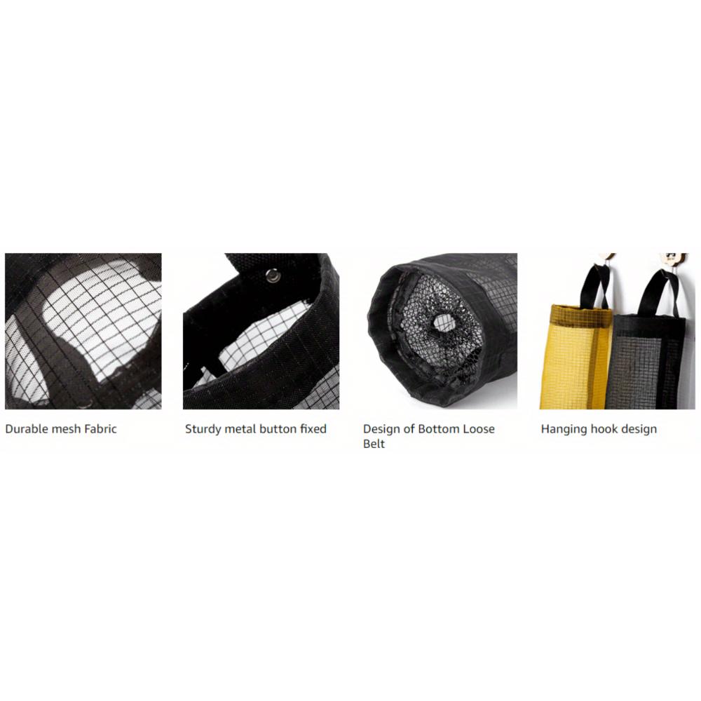 Foldable Mesh Grocery Bag Rack, Breathable Plastic Bag Dispenser, Kitchen Garbage Bag Storage Box with Hanging Storage