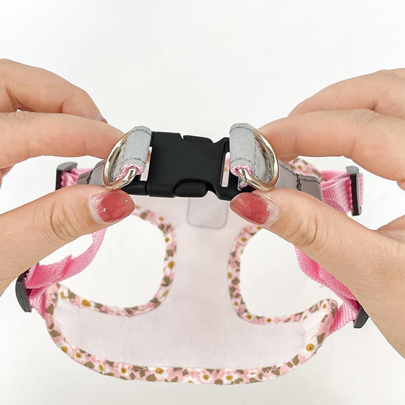 Classic Pet Harnesses Fashion Printed Nylon Dog Harness Vest Reflective Dog Harness Leash Set for Small Medium Dogs Cats French Bulldog