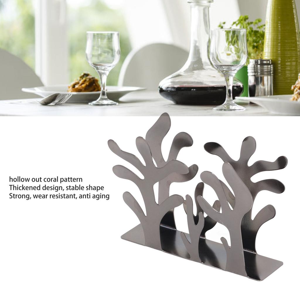 Coral Napkin Holder Iron Art Vertical Napkin Holder Multifunction Metal Napkin Holder Desktop Storage Rack for Bar Hotel